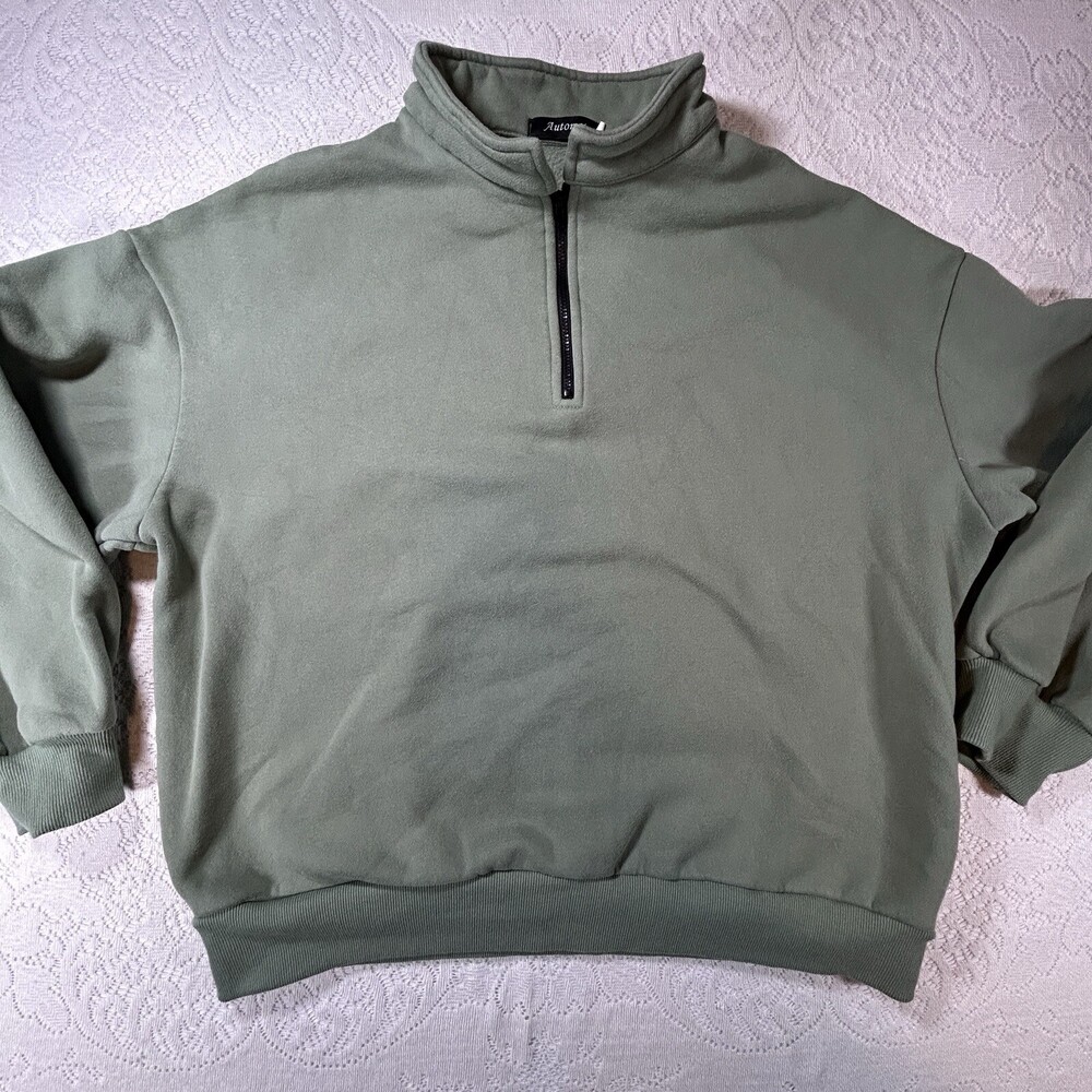 Automet Sweater Menâs L Green Quarter Zip Preppy Cozy Normcore Sweater
